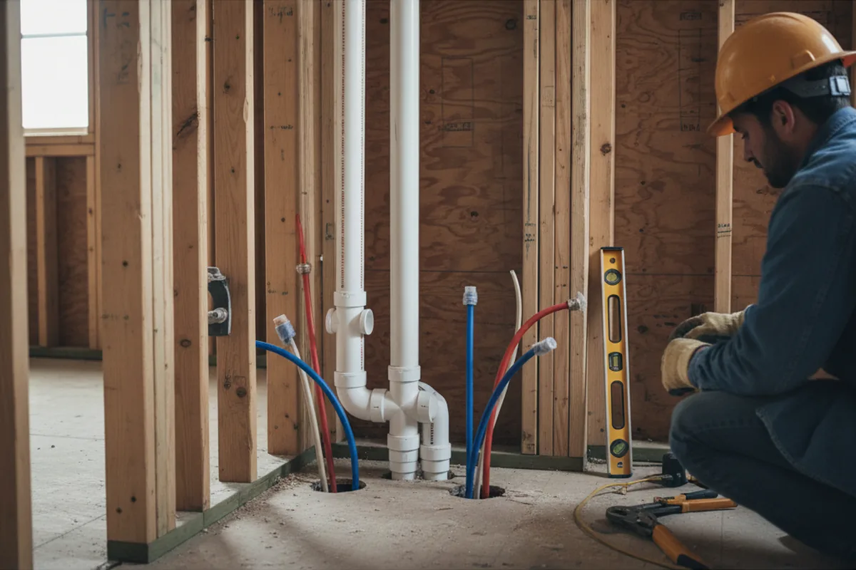 Drain and supply rough-in during Leak Detection in Fort Towson