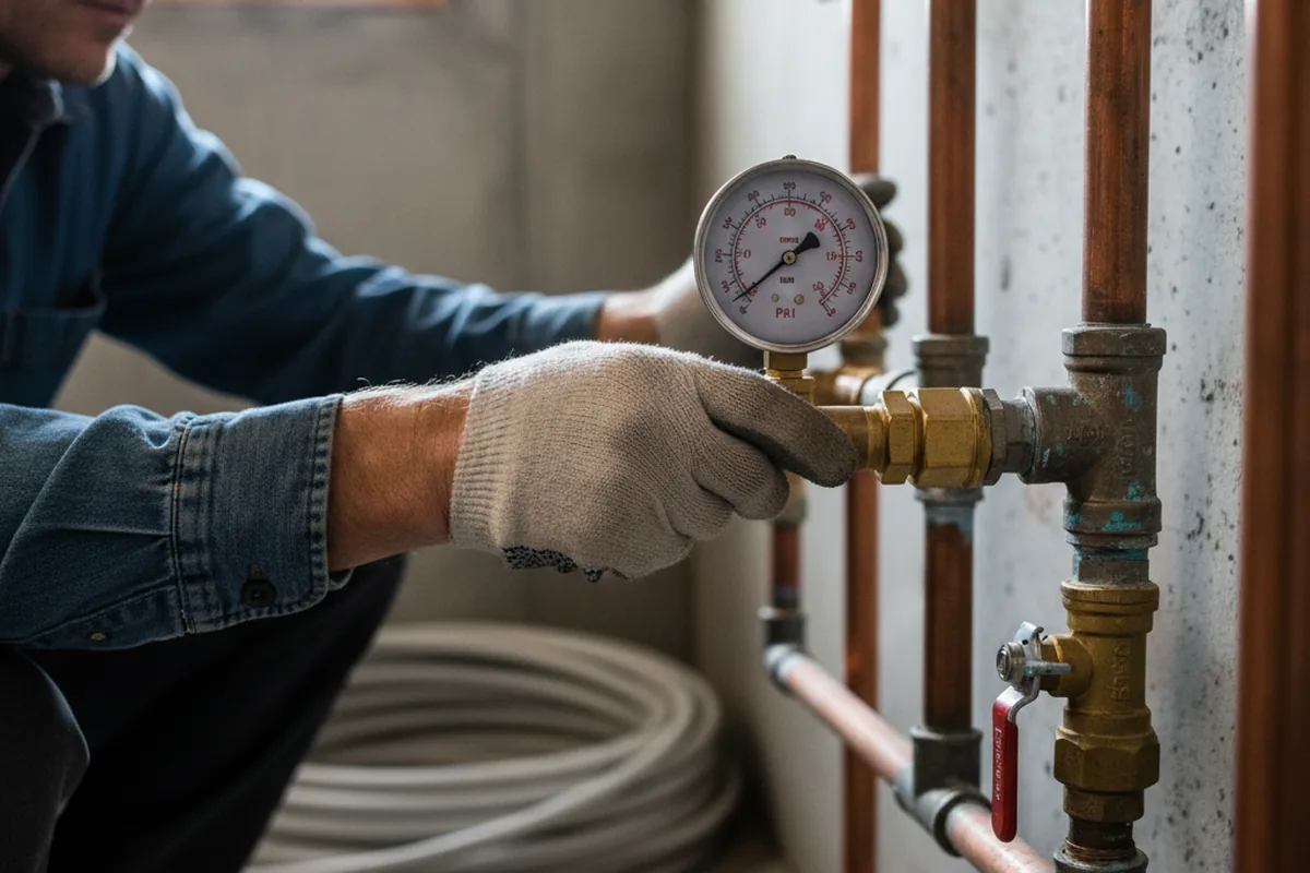 Pressure testing a repaired line during Water Line Repair in Fort Towson